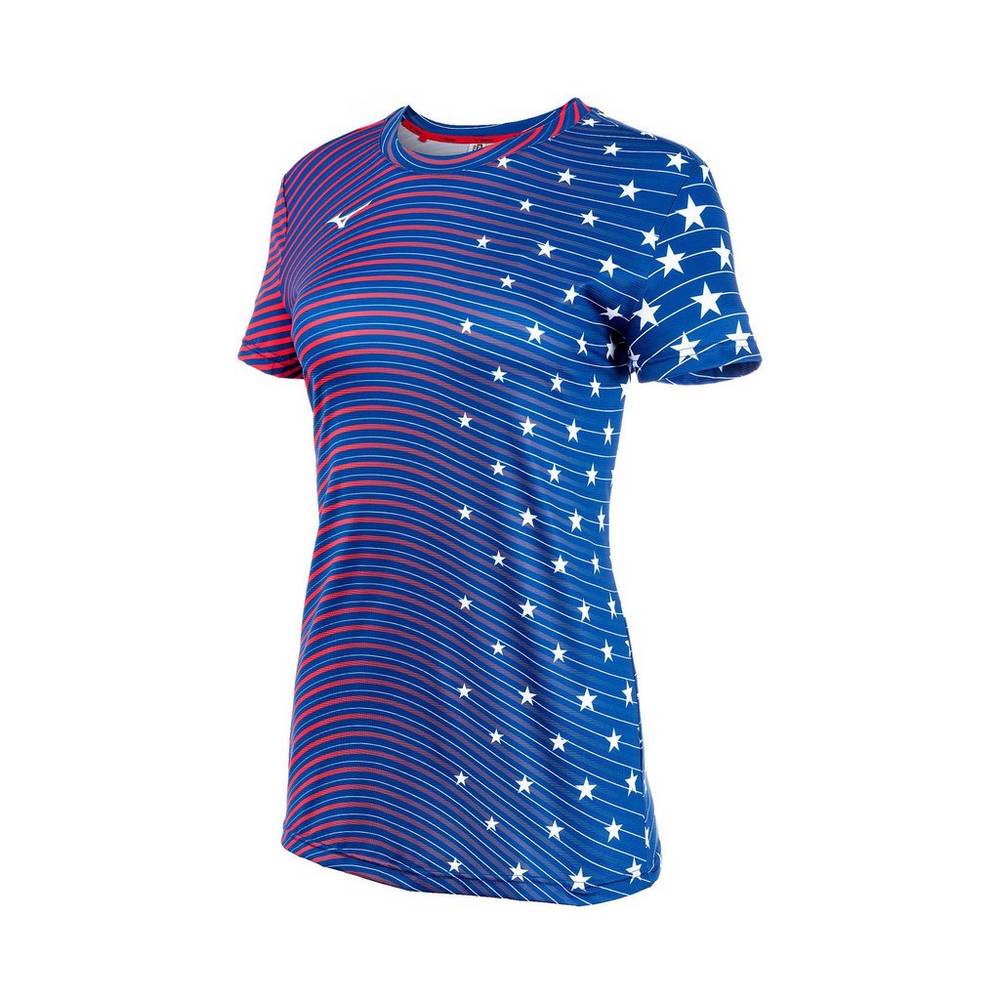 Mizuno Women's Printable Short Sleeve T-Shirts Navy (421869-HLM)